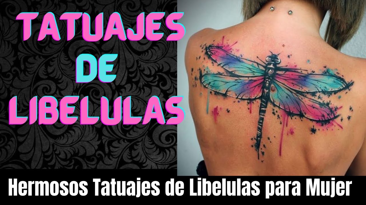 tatuajes de libelulas para mujeres a color