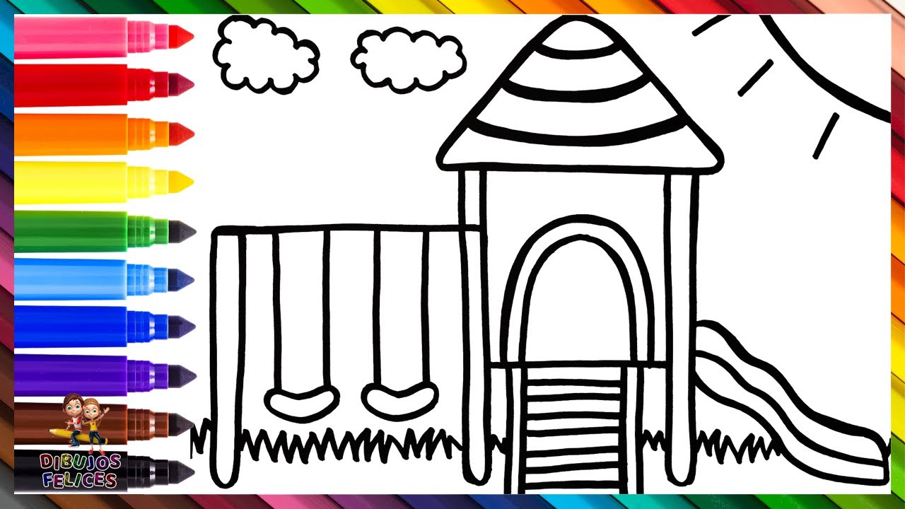 niños jugando en un parque para colorear