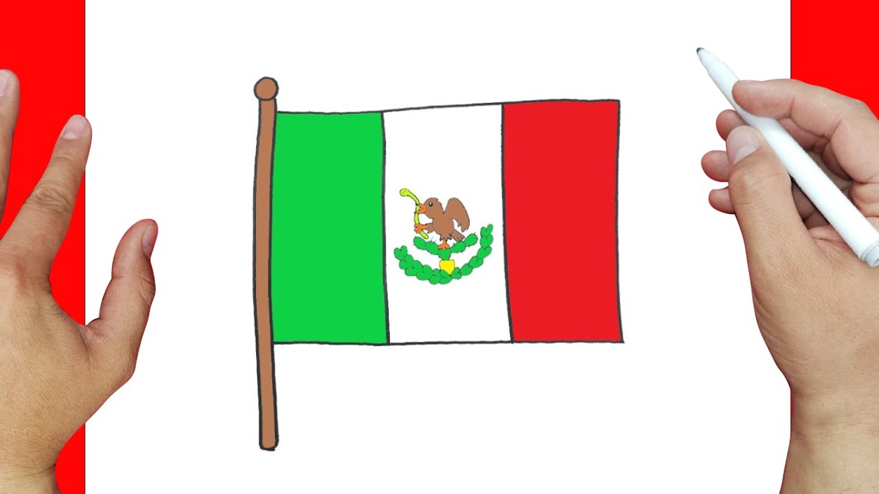 bandera de mexico para colorear para niños
